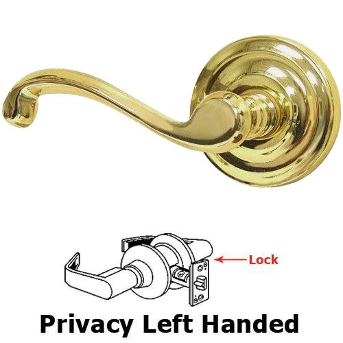 Omnia Hardware Privacy Cascade Left Handed Lever with Radial Rosette in Polished Brass Lacquered