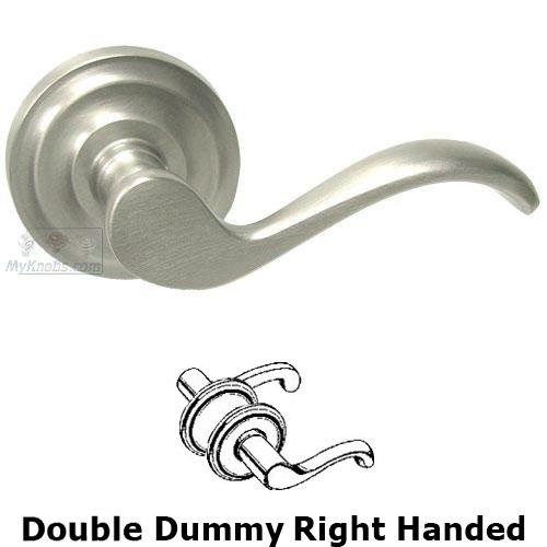 Omnia Hardware Double Dummy Spring Right Handed Lever with Radial Rosette in Satin Nickel Lacquered