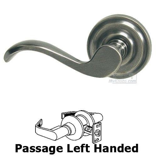 Omnia Hardware Passage Spring Left Handed Lever with Radial Rosette in Pewter