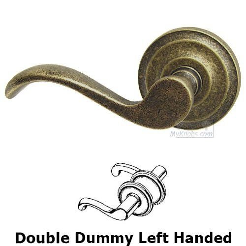 Omnia Hardware Double Dummy Spring Left Handed Lever with Radial Rosette in Vintage Brass