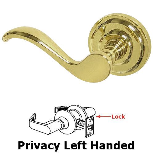 Omnia Hardware Privacy Spring Left Handed Lever with Radial Rosette in Polished Brass Lacquered