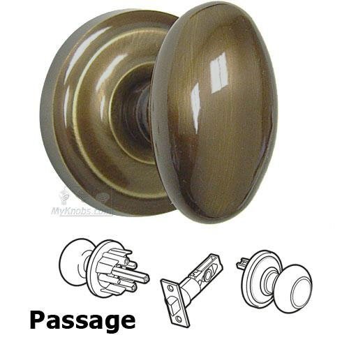 Omnia Hardware Passage Latchset Classic Egg Knob with Radial Rosette in Shaded Bronze Lacquered