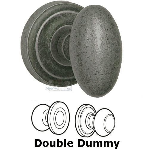 Omnia Hardware Double Dummy Set Classic Egg Knob with Radial Rosette in Vintage Iron