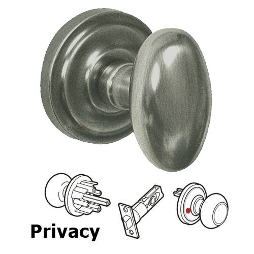 Omnia Hardware Privacy Latchset Classic Egg Knob with Radial Rosette in Pewter