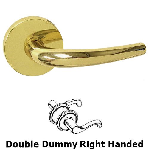 Omnia Hardware Double Dummy Belmont Right Handed Lever with Plain Rosette in Polished Brass Lacquered