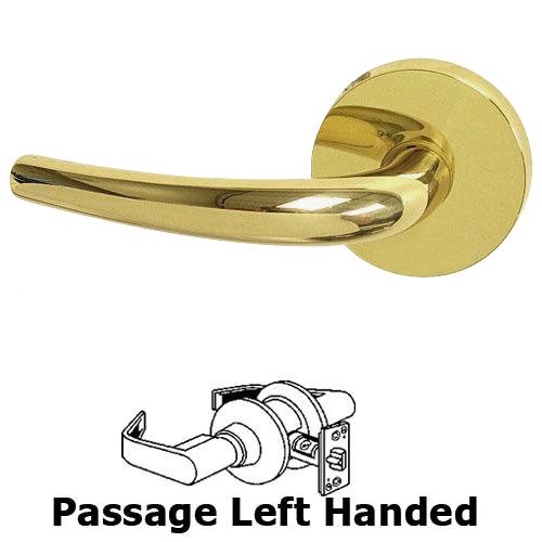 Omnia Hardware Passage Belmont Left Handed Lever with Plain Rosette in Polished Brass Lacquered