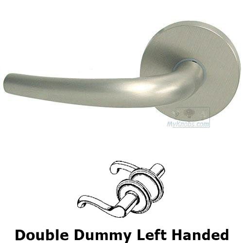 Omnia Hardware Double Dummy Belmont Left Handed Lever with Plain Rosette in Satin Nickel Lacquered