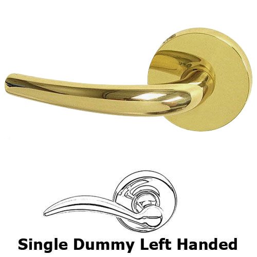 Omnia Hardware Single Dummy Belmont Left Handed Lever with Plain Rosette in Polished Brass Lacquered