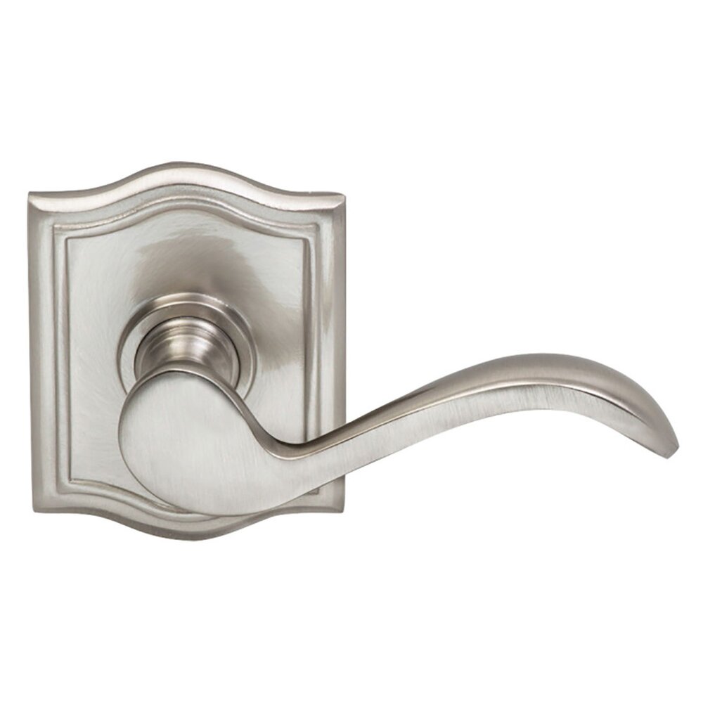 Omnia Hardware Passage Wave Lever with Arch Rose in Satin Nickel Lacquered
