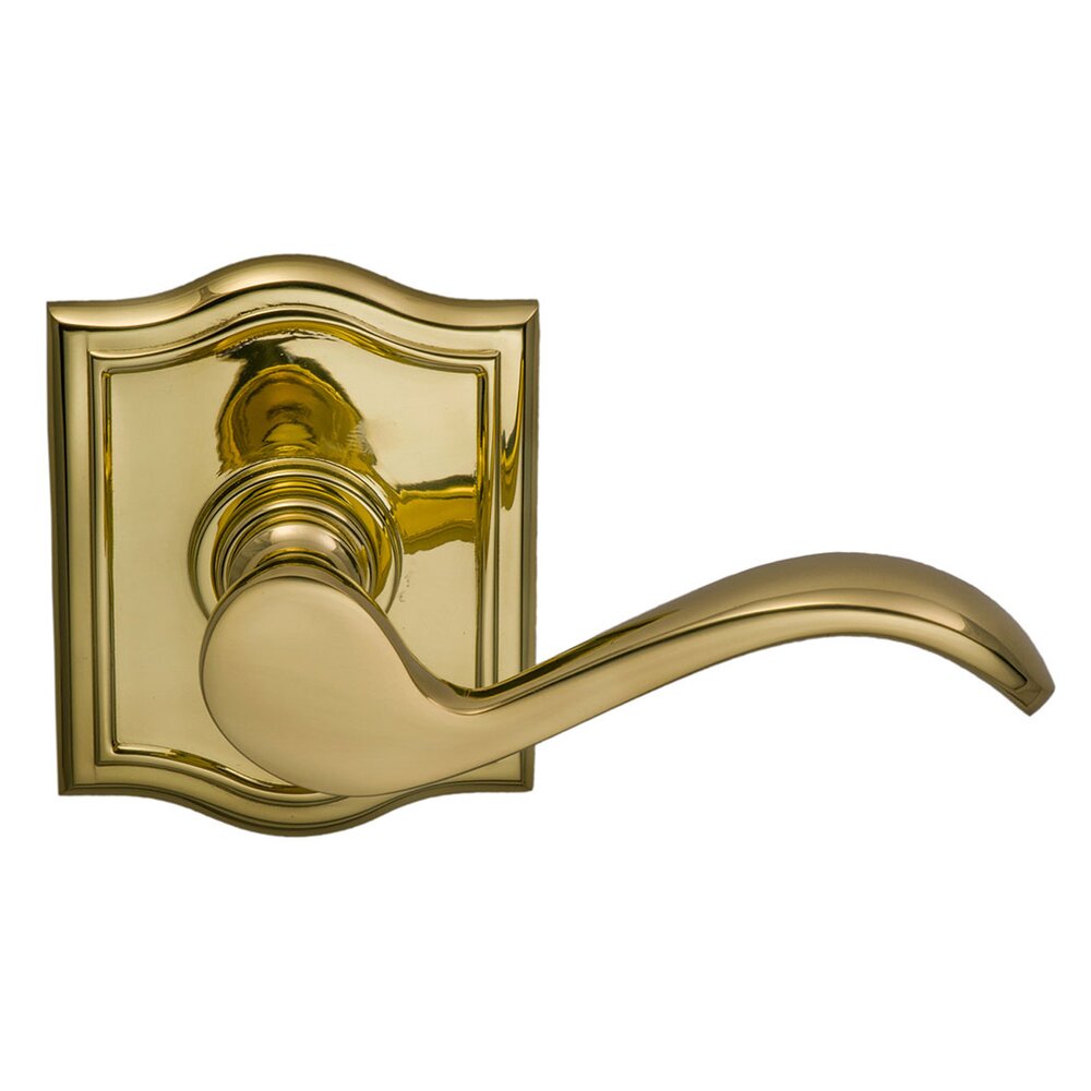Omnia Hardware Privacy Wave Lever with Arch Rose in Polished Brass Lacquered
