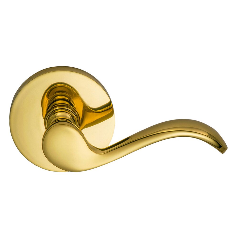 Omnia Hardware Passage Wave Lever with Modern Rose in Polished Brass Lacquered