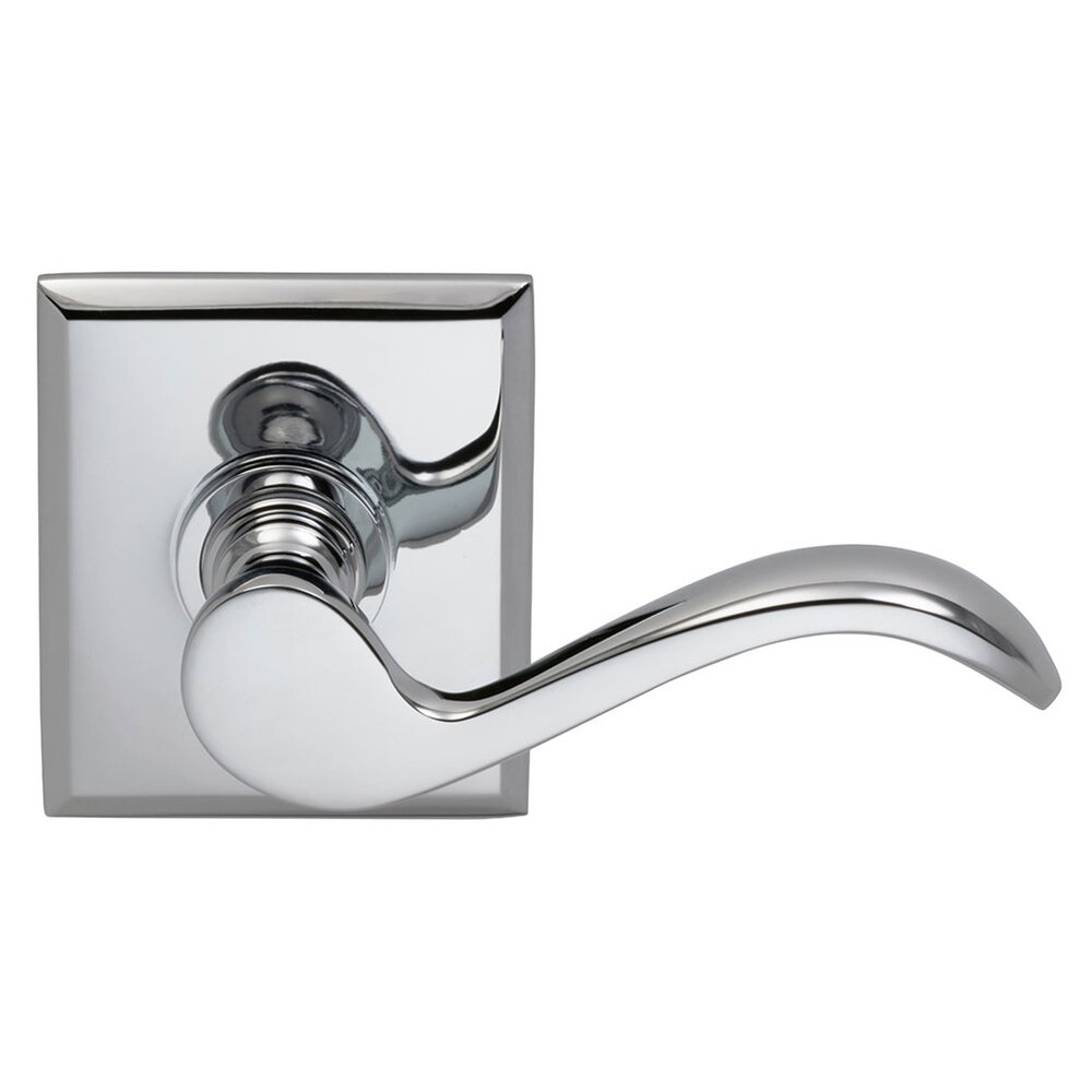 Omnia Hardware Privacy Wave Lever with Rectangle Rose in Polished Chrome