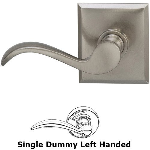 Omnia Hardware Left Handed Single Dummy Wave Lever with Rectangle Rose in Satin Nickel Lacquered