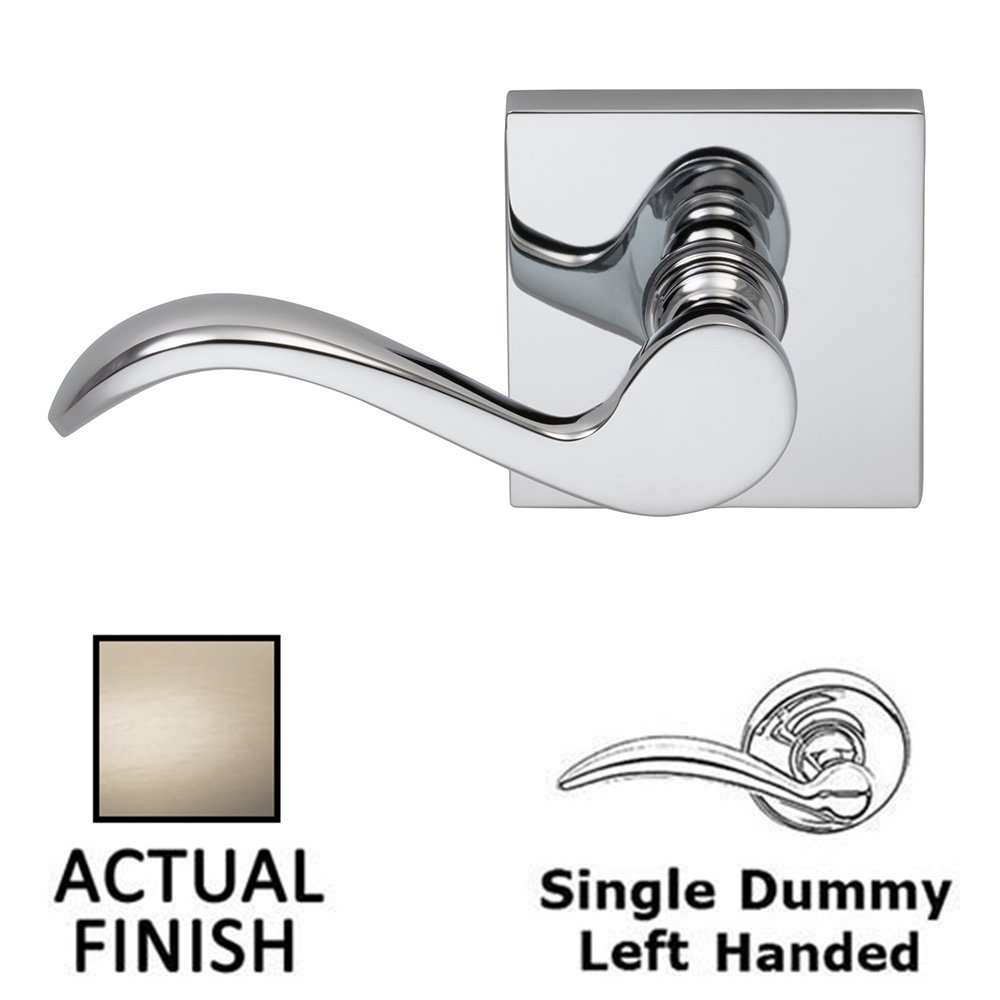 Omnia Hardware Left-Handed Single Dummy Wave Lever with Square Rose in Satin Nickel Lacquered Plated, Lacquered