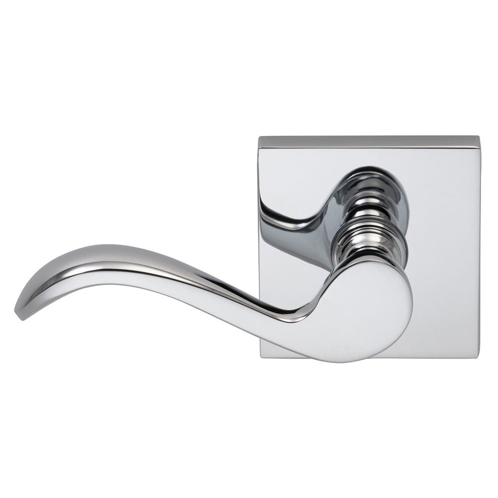 Omnia Hardware Left-Handed Single Dummy Wave Lever with Square Rose in Polished Chrome Plated