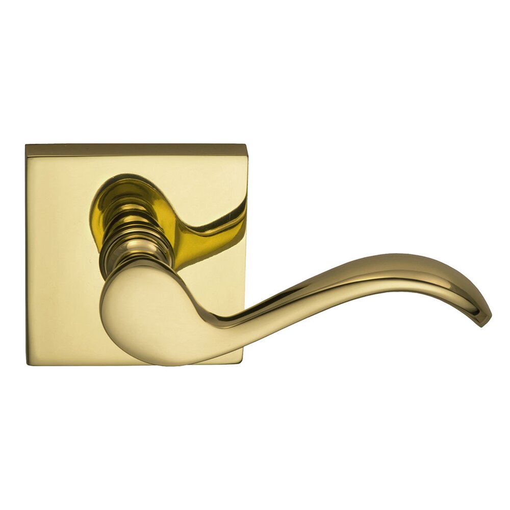 Omnia Hardware Right-Handed Single Dummy Wave Lever with Square Rose in Polished Brass Lacquered