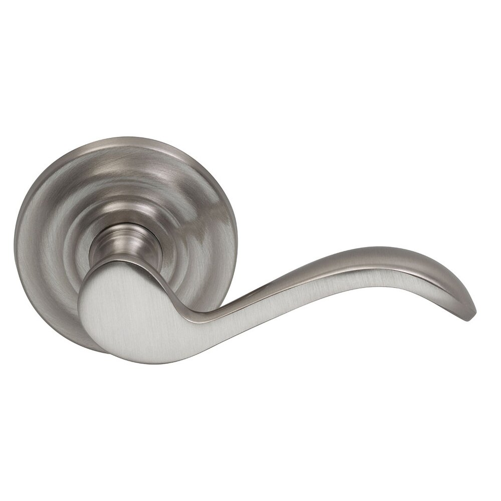 Omnia Hardware Passage Wave Lever with Traditional Rose in Satin Nickel Lacquered