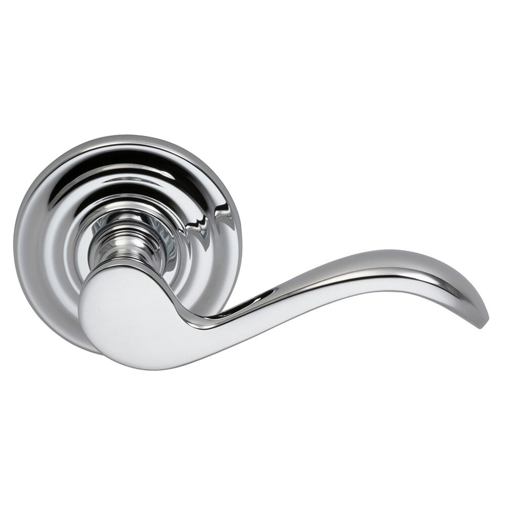 Omnia Hardware Passage Wave Lever with Traditional Rose in Polished Chrome