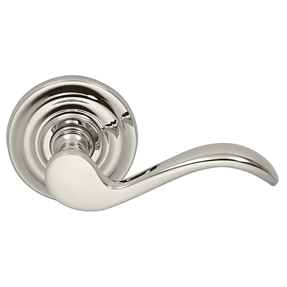 Omnia Hardware Privacy Wave Lever with Traditional Rose in Polished Nickel Lacquered