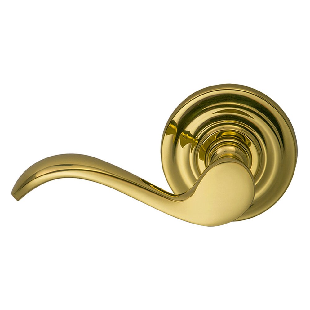 Omnia Hardware Left Handed Double Dummy Wave Lever with Traditional Rose in Polished Brass Lacquered