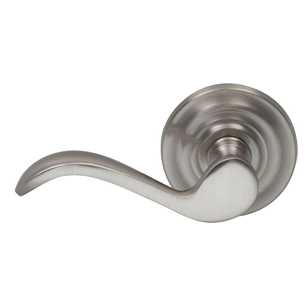 Omnia Hardware Left Handed Single Dummy Wave Lever with Traditional Rose in Satin Nickel Lacquered