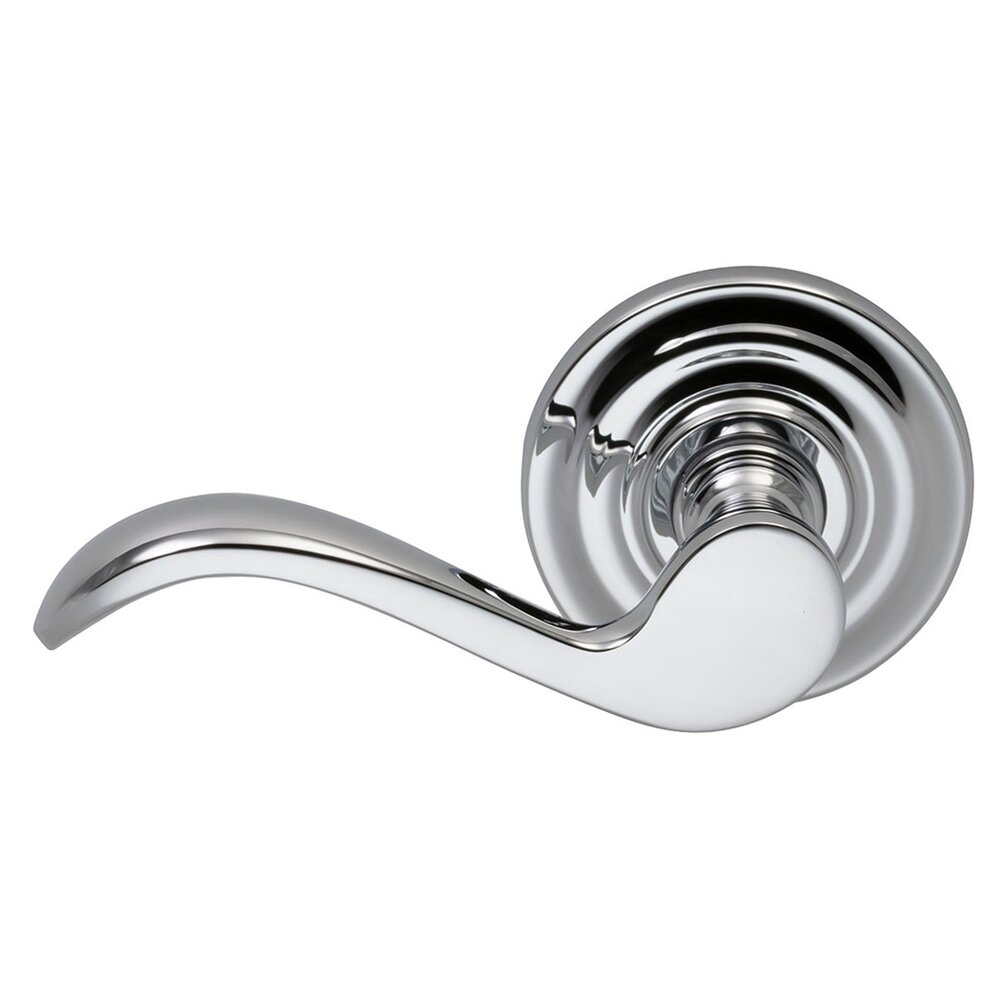 Omnia Hardware Left Handed Single Dummy Wave Lever with Traditional Rose in Polished Chrome
