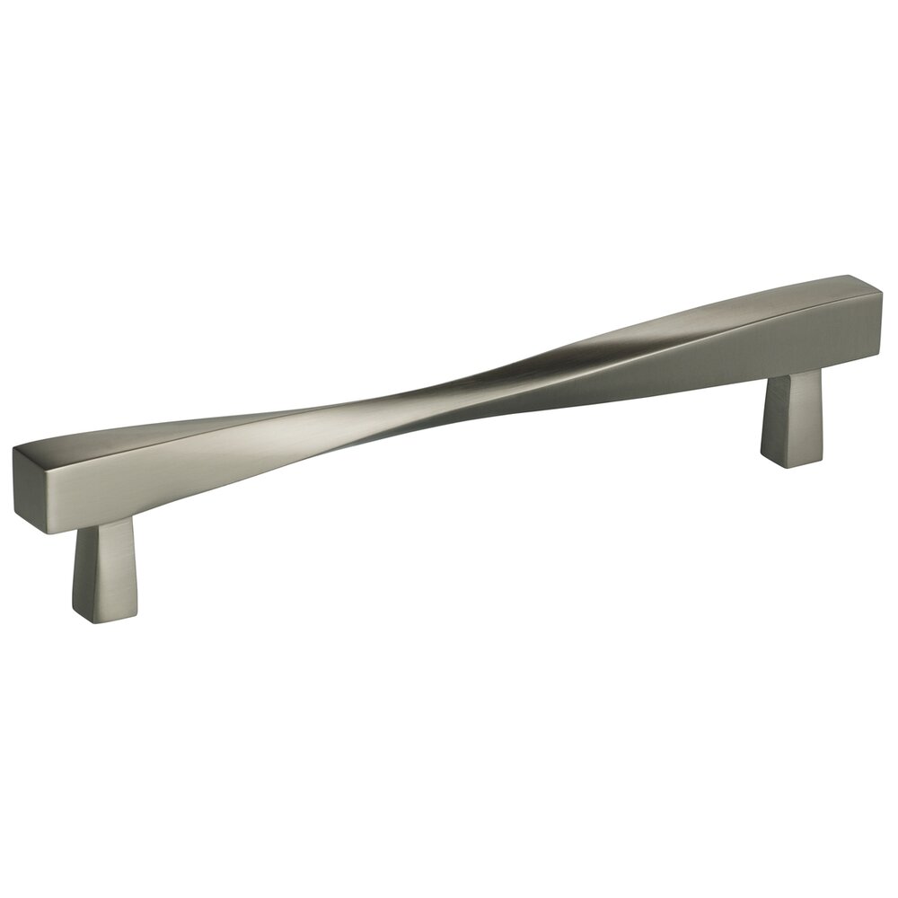 Omnia Hardware Solid Brass 6 5/8" Centers Twisted Handle in Satin Nickel Lacquered