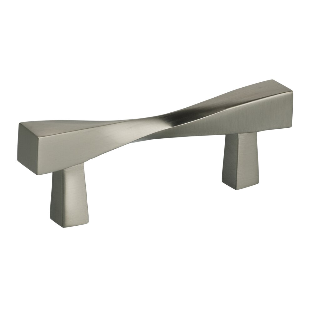 Omnia Hardware Solid Brass 2 3/4" Centers Twisted Handle in Satin Nickel Lacquered