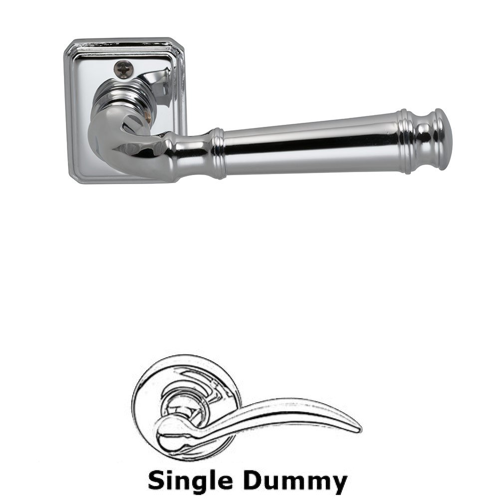 Omnia Hardware Single Dummy Traditions Dover Lever with Small Rectangular Rosette in Polished Chrome