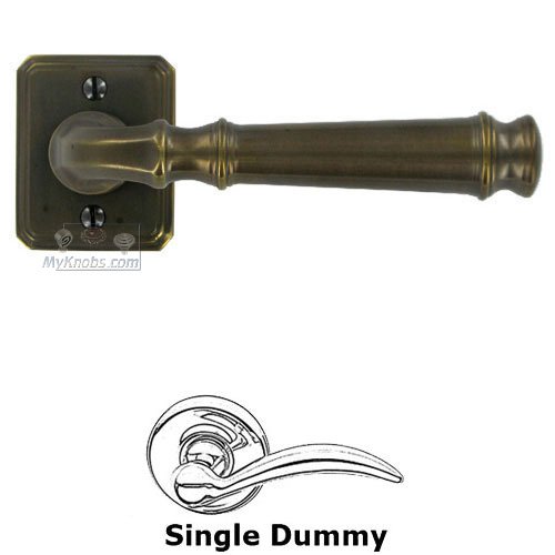 Omnia Hardware Single Dummy Traditions Dover Lever with Small Rectangular Rosette in Antique Bronze Unlacquered