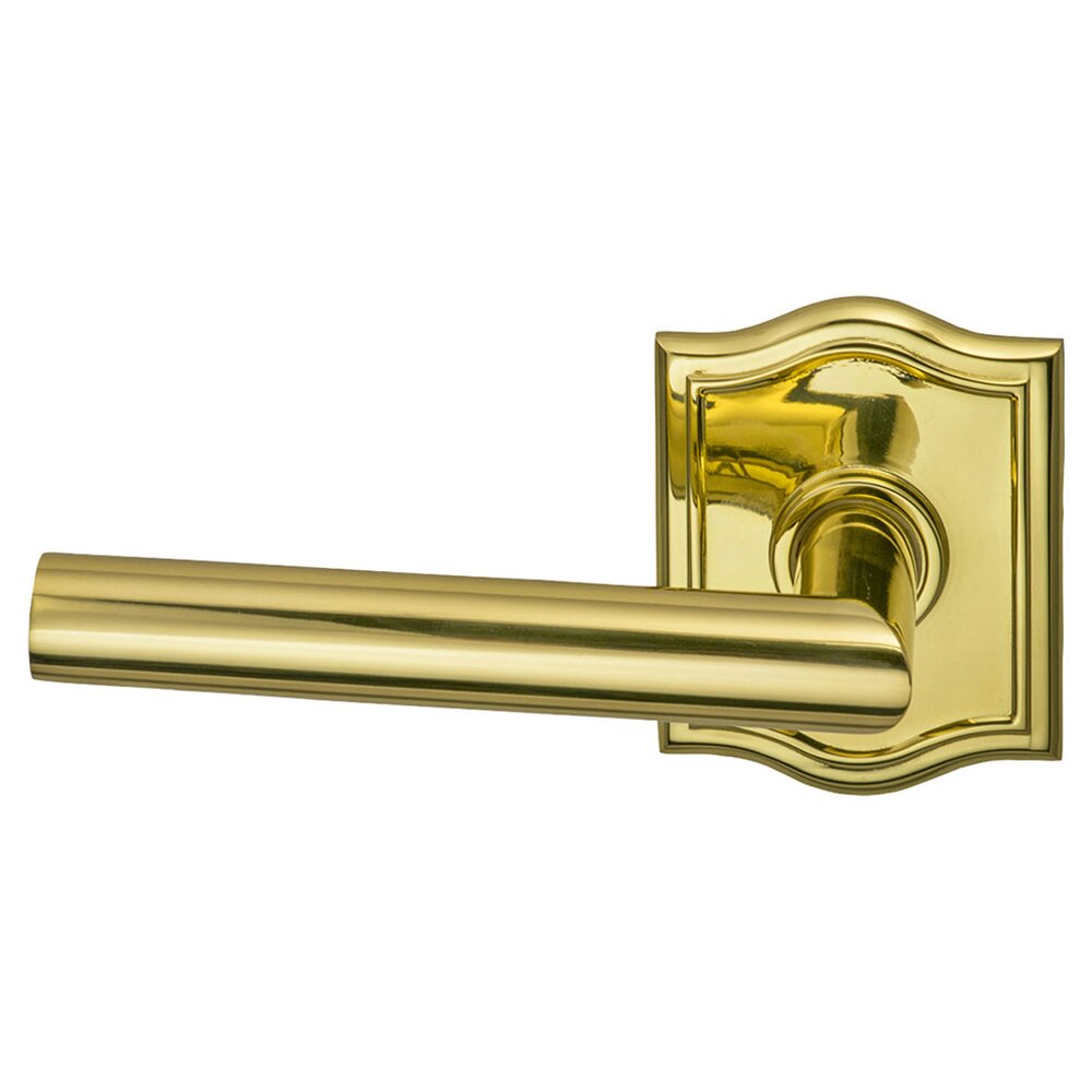 Omnia Hardware Double Dummy Modern Left-Handed Lever with Arch Rose in Polished Brass Lacquered
