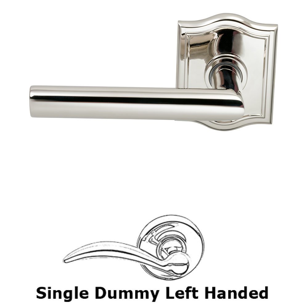 Omnia Hardware Single Dummy Modern Left-Handed Lever with Arch Rose in Polished Nickel Lacquered