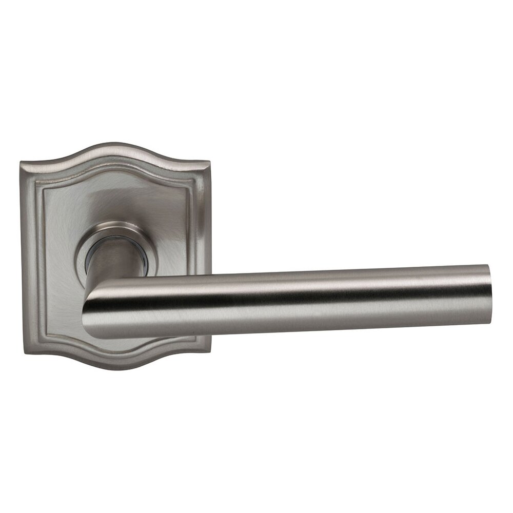 Omnia Hardware Passage Modern Lever with Arch Rose in Satin Nickel Lacquered