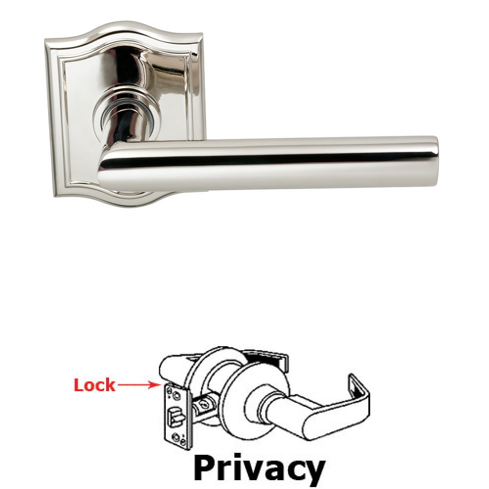 Omnia Hardware Privacy Modern Lever with Arch Rose in Polished Nickel Lacquered