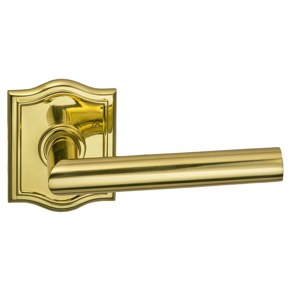 Omnia Hardware Privacy Modern Lever with Arch Rose in Polished Brass Lacquered