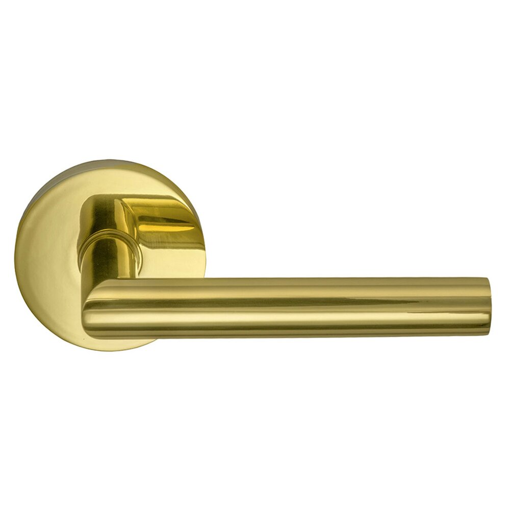 Omnia Hardware Single Dummy Modern Right-Handed Lever with Modern Rose in Polished Brass Lacquered