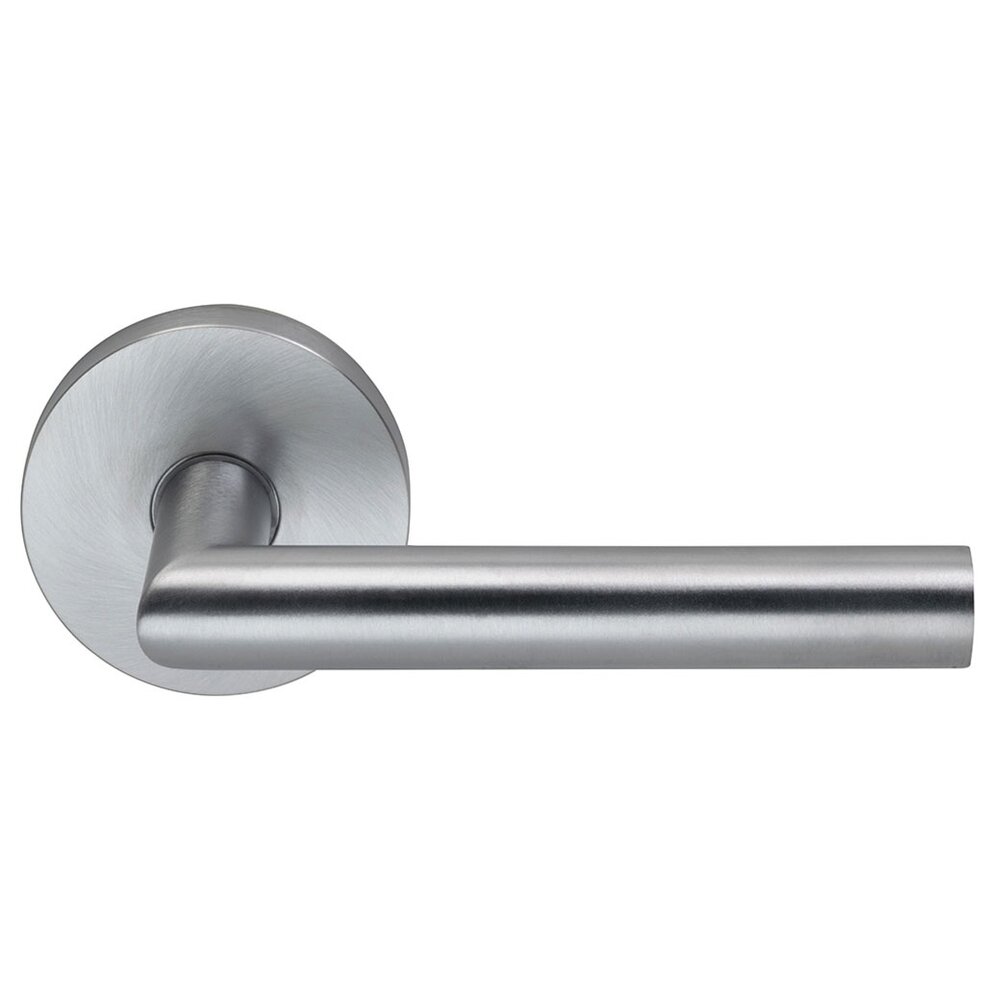Omnia Hardware Privacy Modern Lever with Modern Rose in Satin Chrome