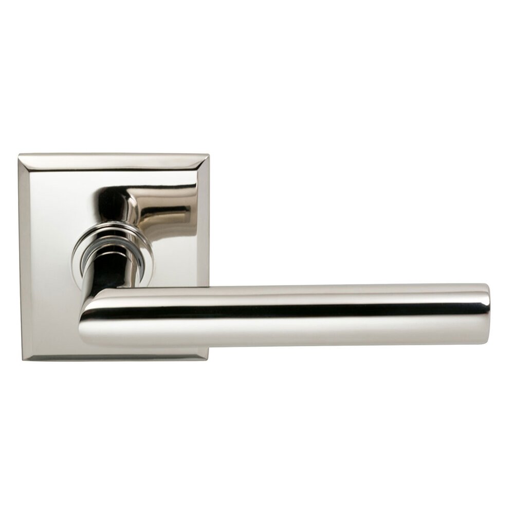 Omnia Hardware Double Dummy Modern Right-Handed Lever with Rectangle Rose in Polished Nickel Lacquered