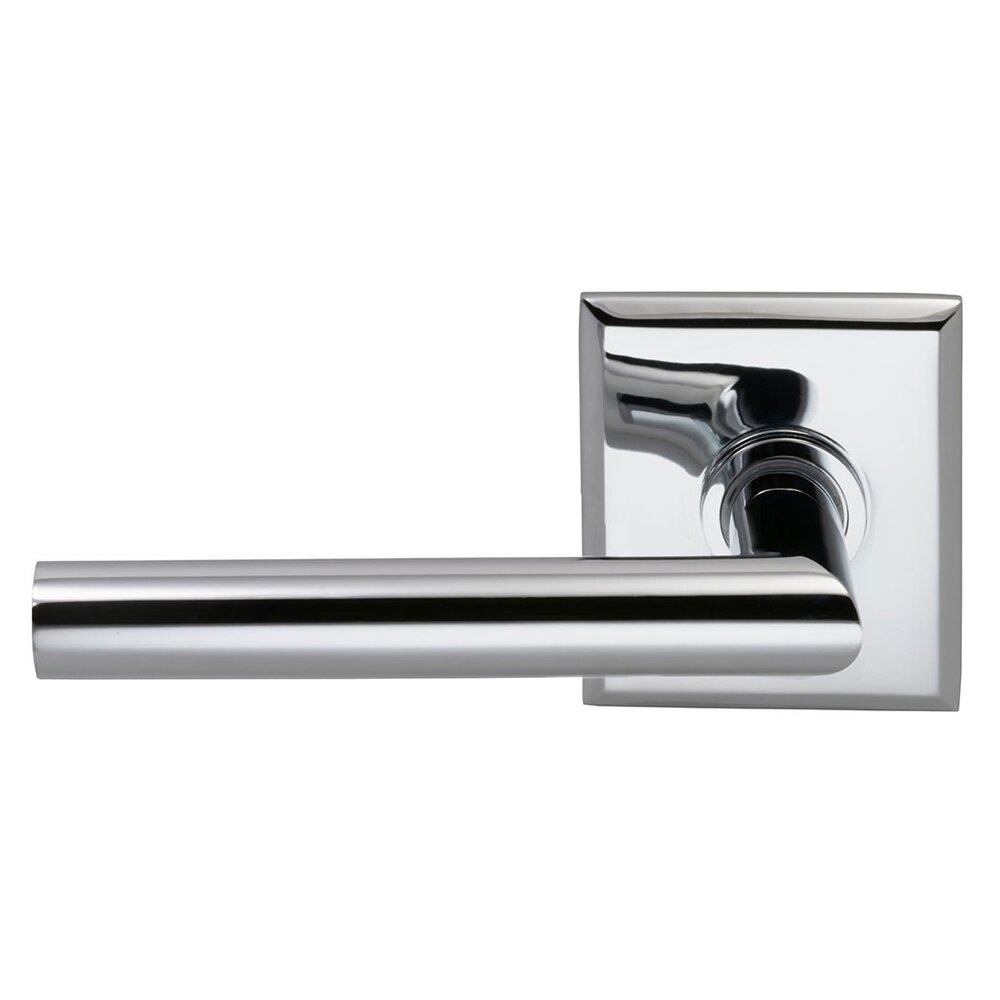 Omnia Hardware Double Dummy Modern Left-Handed Lever with Rectangle Rose in Polished Chrome