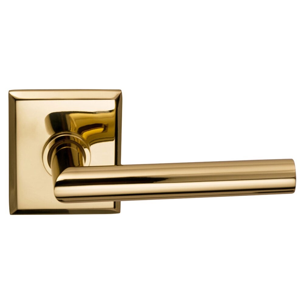 Omnia Hardware Double Dummy Modern Right-Handed Lever with Rectangle Rose in Polished Brass Lacquered
