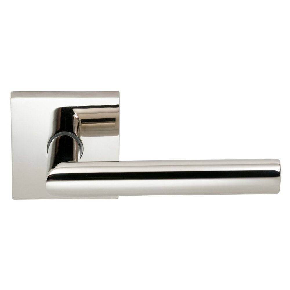Omnia Hardware Double Dummy Modern Right-Handed Lever with Square Rose in Polished Nickel Lacquered Plated, Lacquered