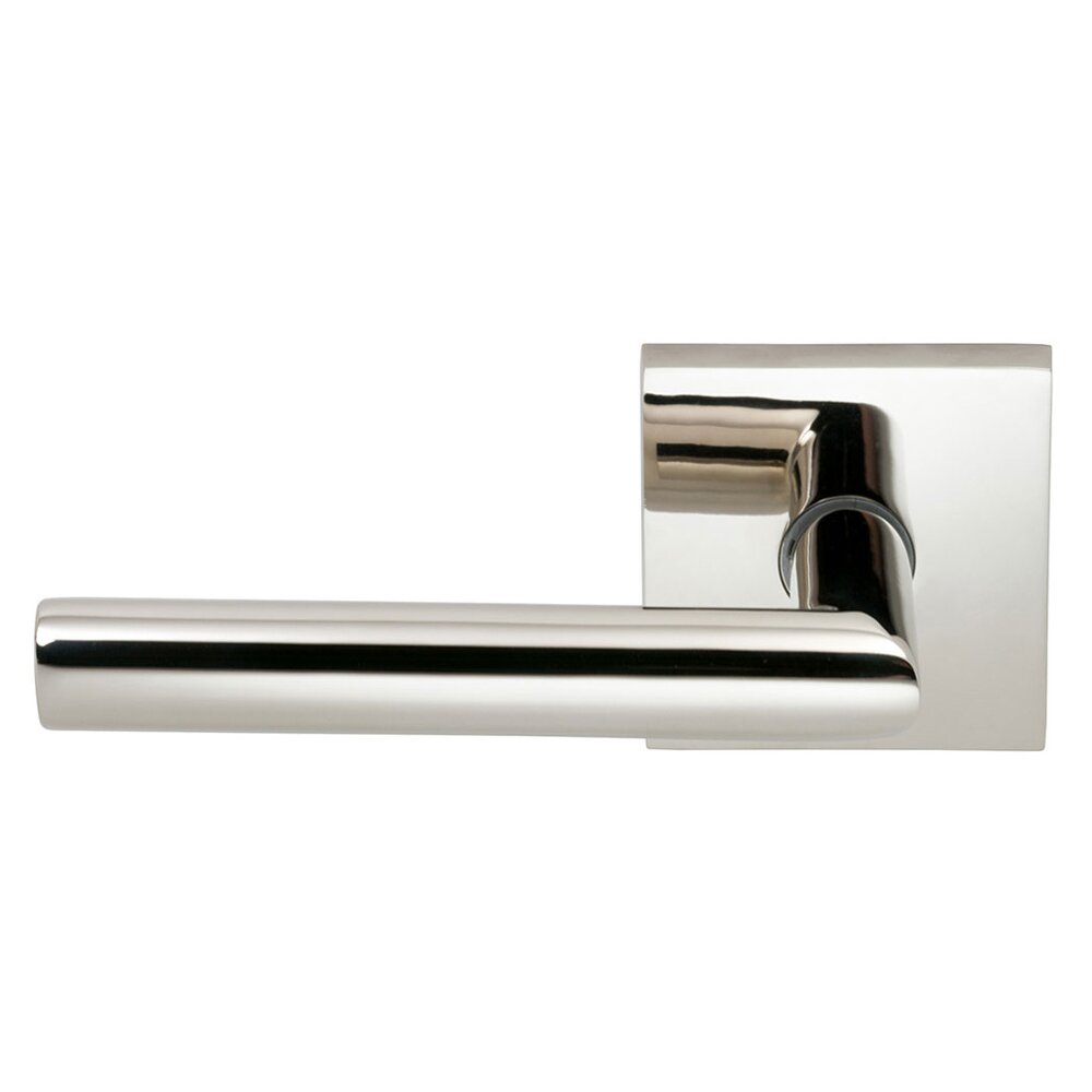 Omnia Hardware Double Dummy Modern Left-Handed Lever with Square Rose in Polished Nickel Lacquered Plated, Lacquered