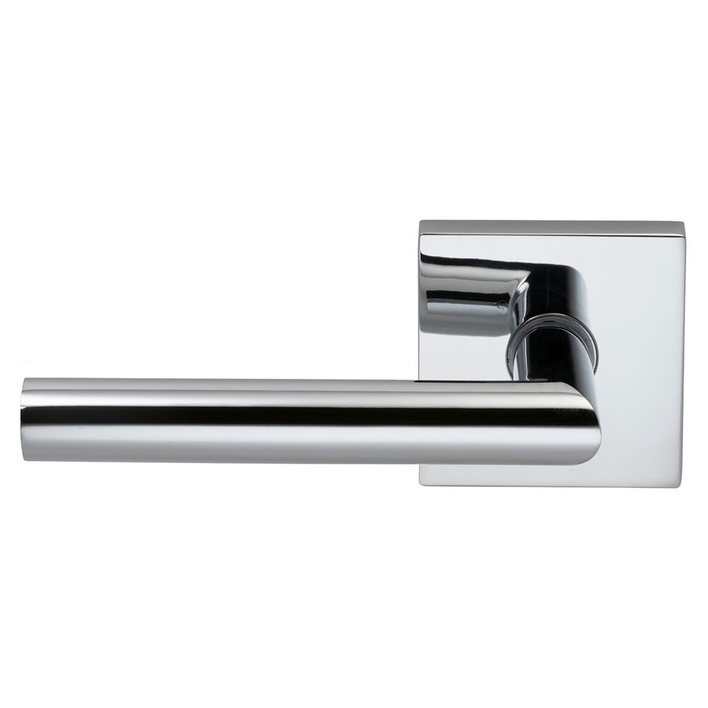 Omnia Hardware Double Dummy Modern Left-Handed Lever with Square Rose in Polished Chrome Plated