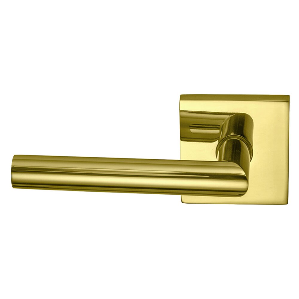 Omnia Hardware Double Dummy Modern Left-Handed Lever with Square Rose in Polished Brass Lacquered