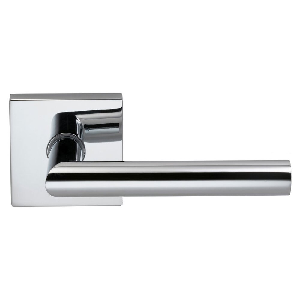 Omnia Hardware Passage Modern Lever with Square Rose in Polished Chrome Plated