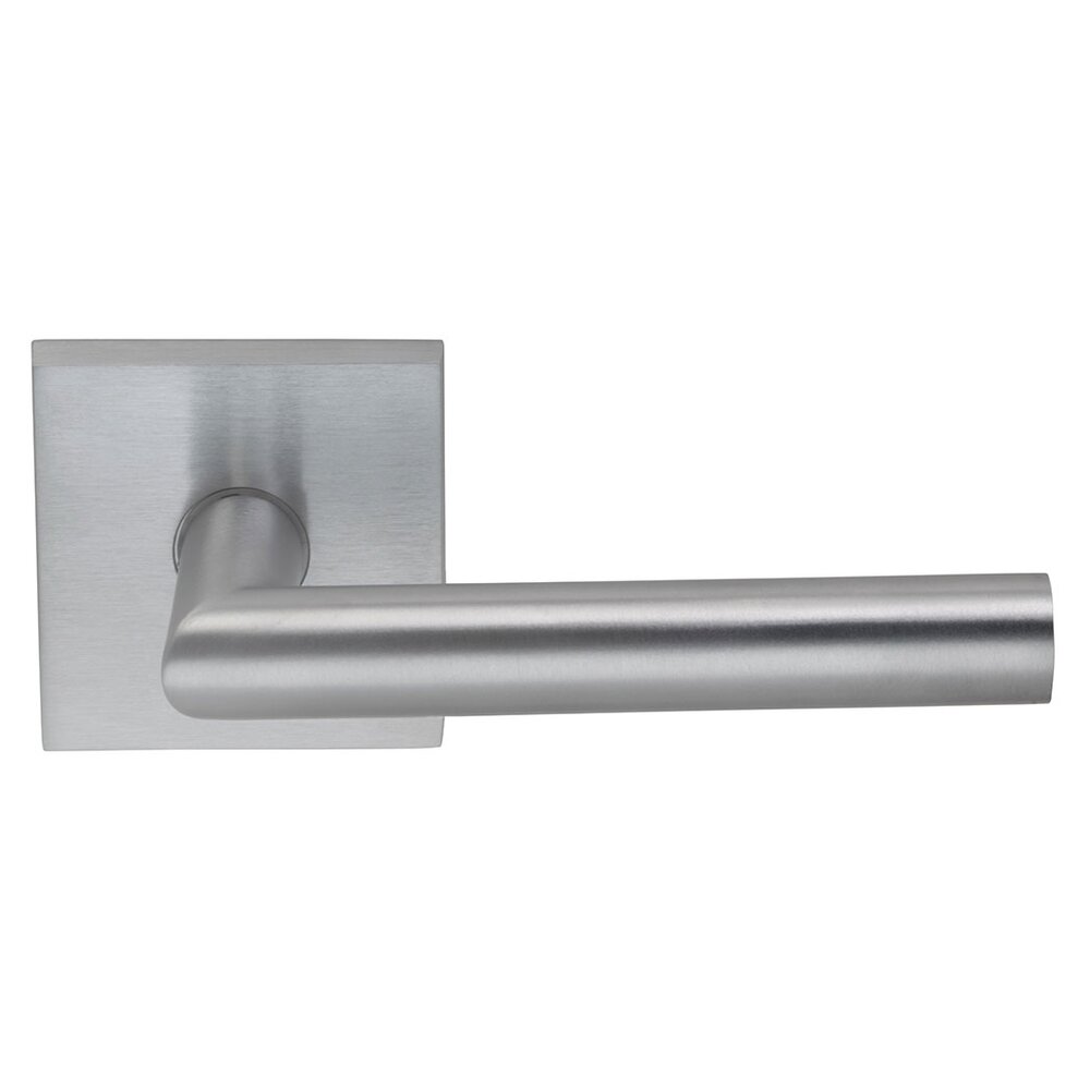 Omnia Hardware Passage Modern Lever with Square Rose in Satin Chrome Plated