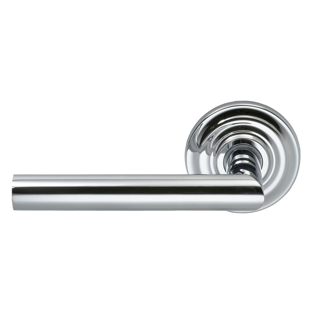 Omnia Hardware Double Dummy Modern Left-Handed Lever with Traditional Rose in Polished Chrome