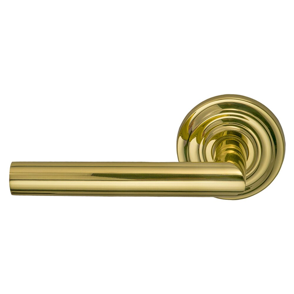 Omnia Hardware Double Dummy Modern Left-Handed Lever with Traditional Rose in Polished Brass Lacquered