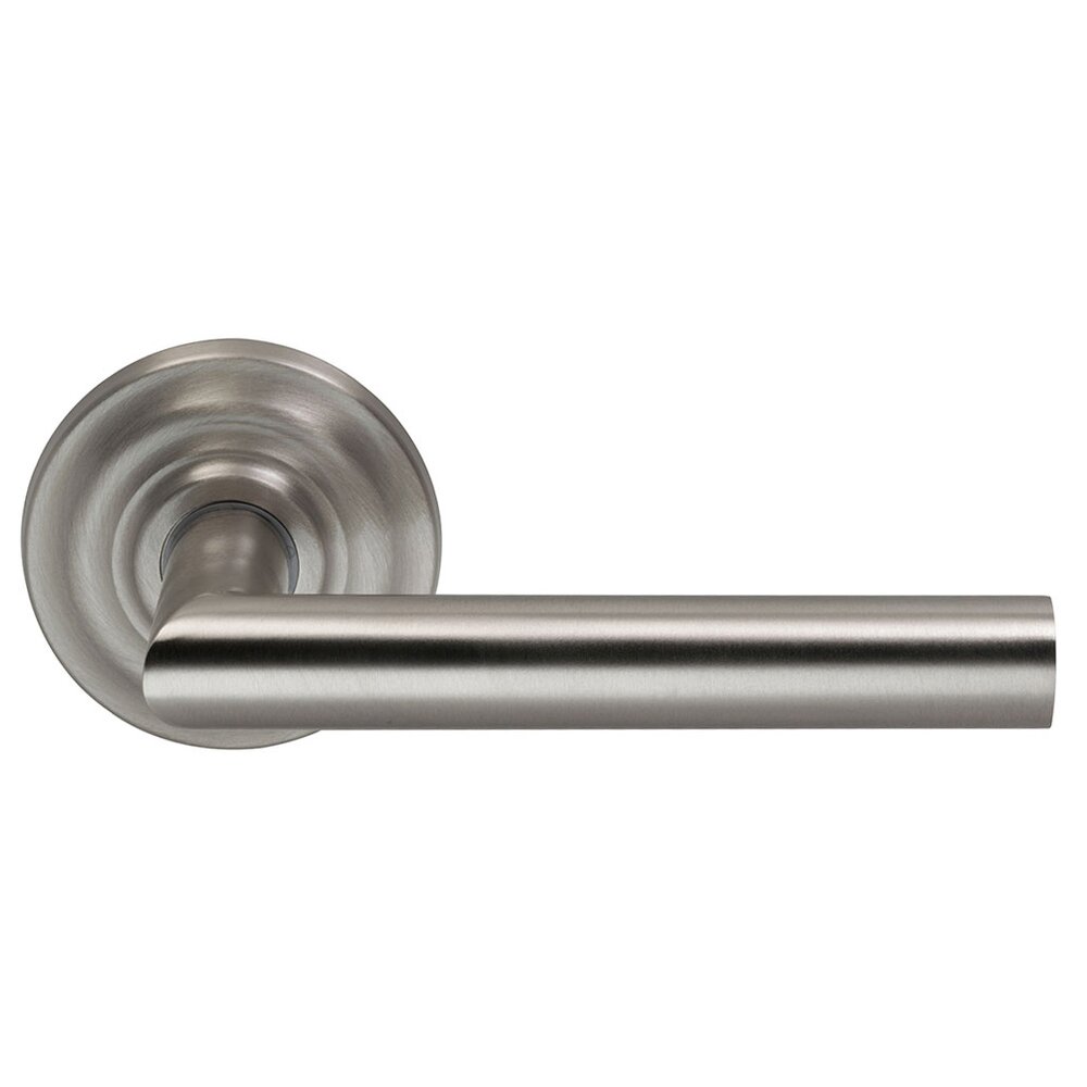 Omnia Hardware Privacy Modern Lever with Traditional Rose in Satin Nickel Lacquered