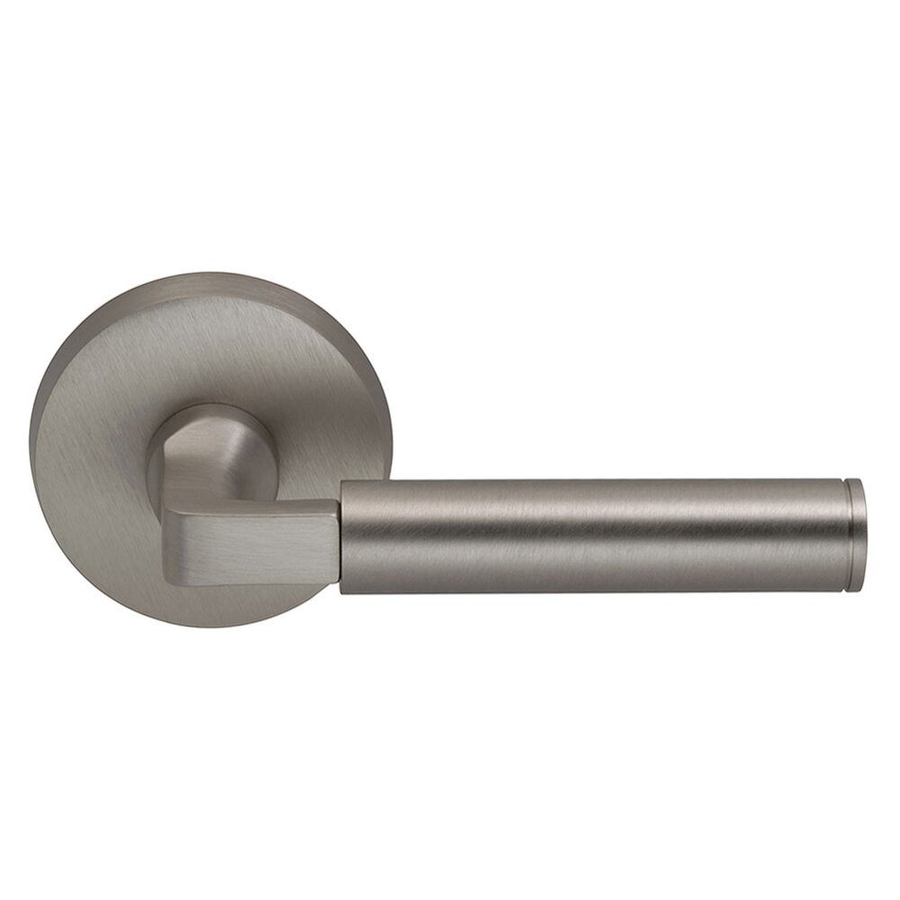 Omnia Hardware Passage Barrel Right Handed Lever with Plain Rosette in Satin Nickel Lacquered